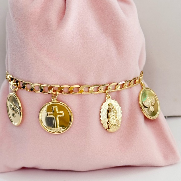 14k Gold Filled Bracelet With Religious Charms | Virgencita de Guadalupe - Picture 6 of 9
